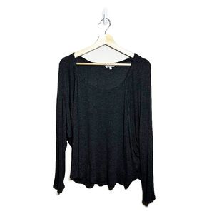 Nostalgia Dark Grey Oversized Batwing Long Sleeve Top